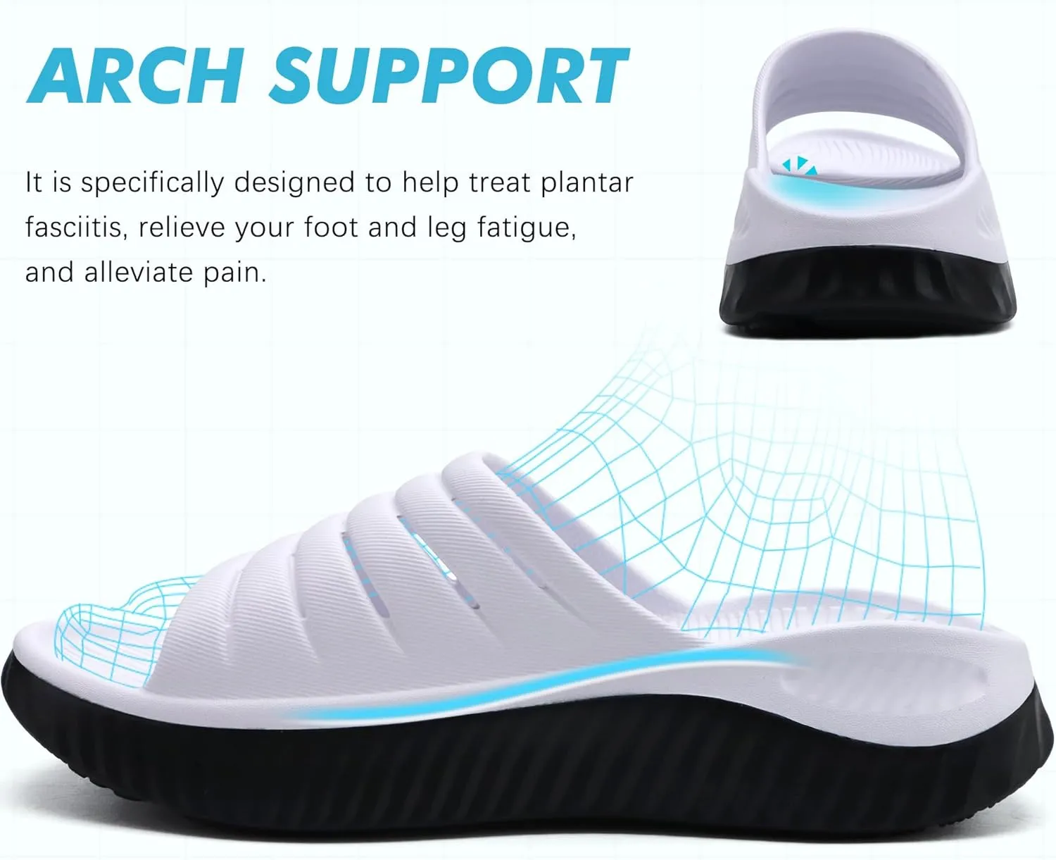 GPOS Womens Recovery Slides Sandals with Orthotic Plantar Fasciitis Relief Comfortable Athletic ladies Sandals with Thick Cushion Sole for Indoor Outdoor