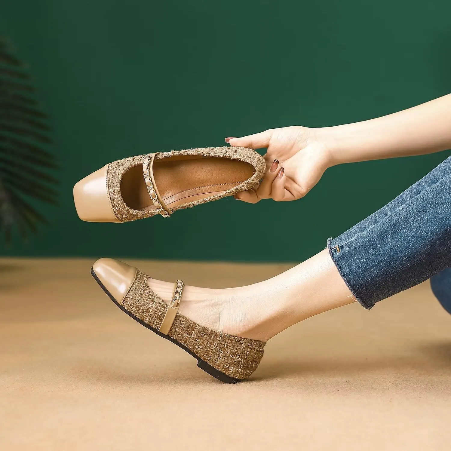 Hee grand Flats for Women, Mary Jane Shoes for Women, Women's Flats, Comfortable Flats Shoes Women, Womens Ballet Flats with Straps, Low Heel Dress Shoes,Womens Flats