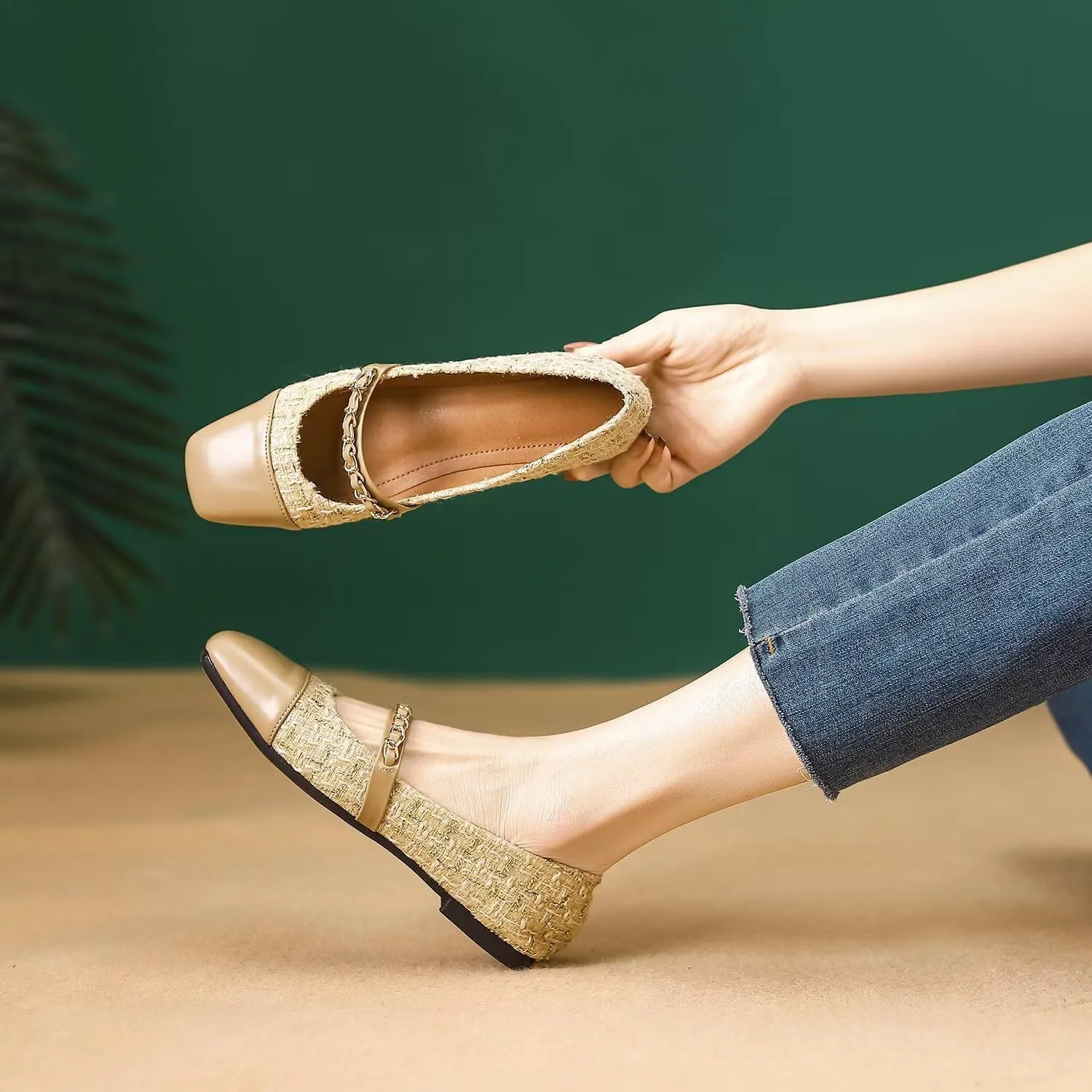 Hee grand Flats for Women, Mary Jane Shoes for Women, Women's Flats, Comfortable Flats Shoes Women, Womens Ballet Flats with Straps, Low Heel Dress Shoes,Womens Flats