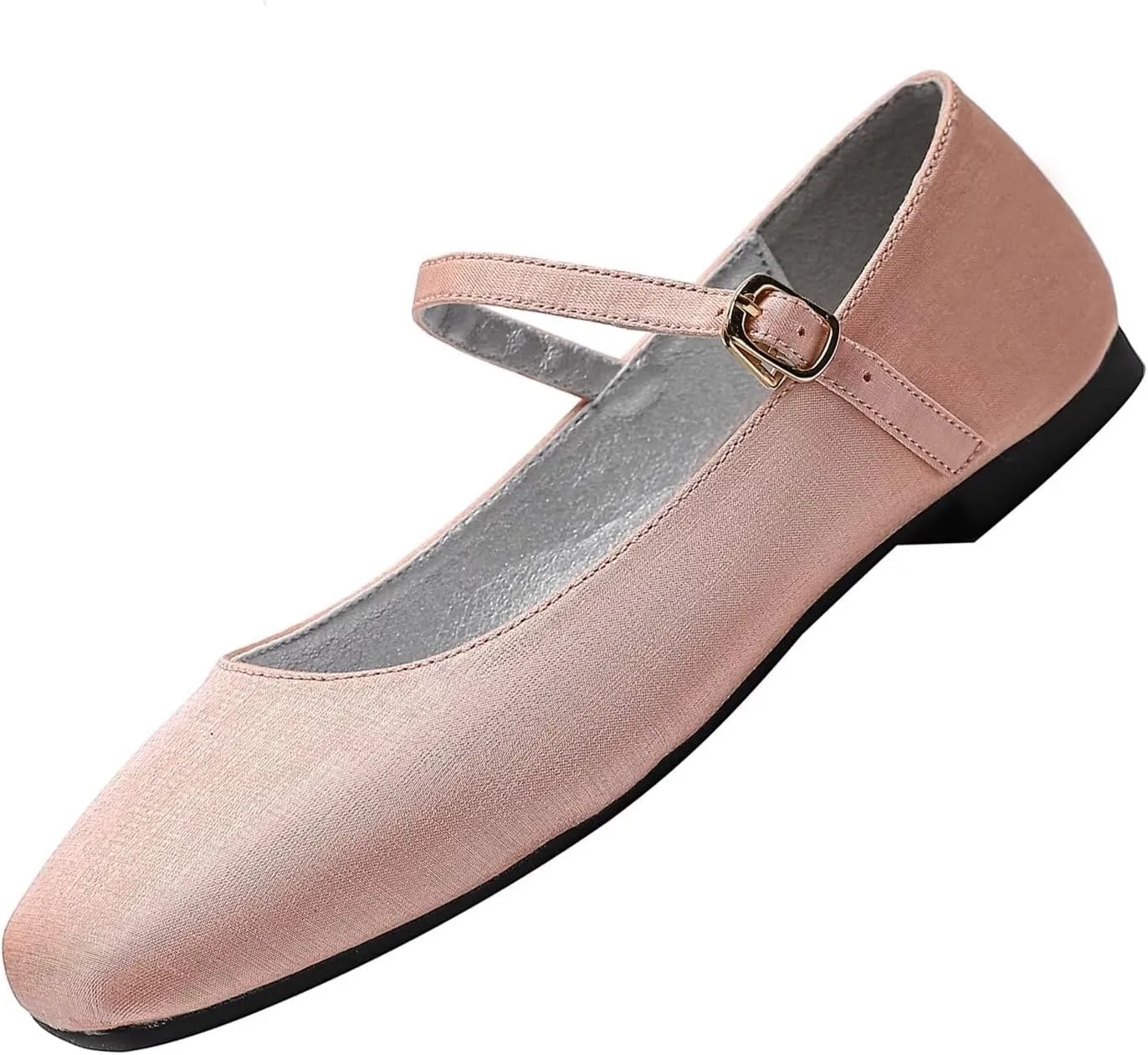 Hee grand Mary Jane Shoes for Women Comfortable Square Toe Ballet Flats with Straps Satin Dress Shoes