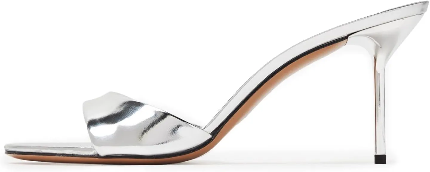 heelchic Women’s High Stilettos Heels Slip on Heeled Slides Sandals, Open Pointed Toe Mules for Women Sexy Dress Pumps Prom Dance Shoes