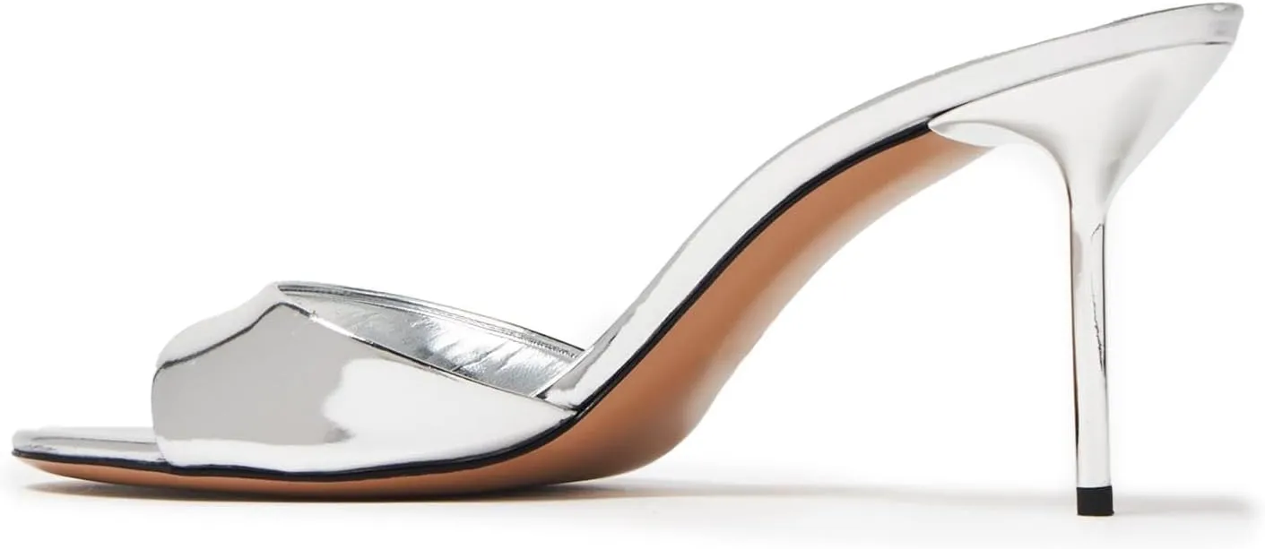 heelchic Women’s High Stilettos Heels Slip on Heeled Slides Sandals, Open Pointed Toe Mules for Women Sexy Dress Pumps Prom Dance Shoes