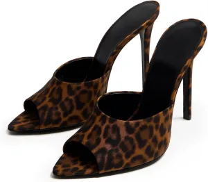 heelchic Women’s High Stilettos Heels Slip on Heeled Slides Sandals, Open Pointed Toe Mules for Women Sexy Dress Pumps Prom Dance Shoes