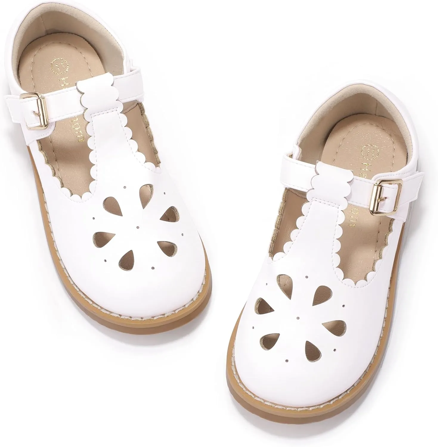 Hehainom Girls Mary Jane Shoes T-Strap Dress Ballet Flats Toddler Girls Wedding Party Uniform School Shoes