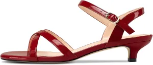 HEUIVZAR Womens Kitten Low Heel Open Toe Dress Ankle Cross-Strap Sandals Slingback Buckle Prom Casual Patent Leather Shoes 1.2 Inches Heels