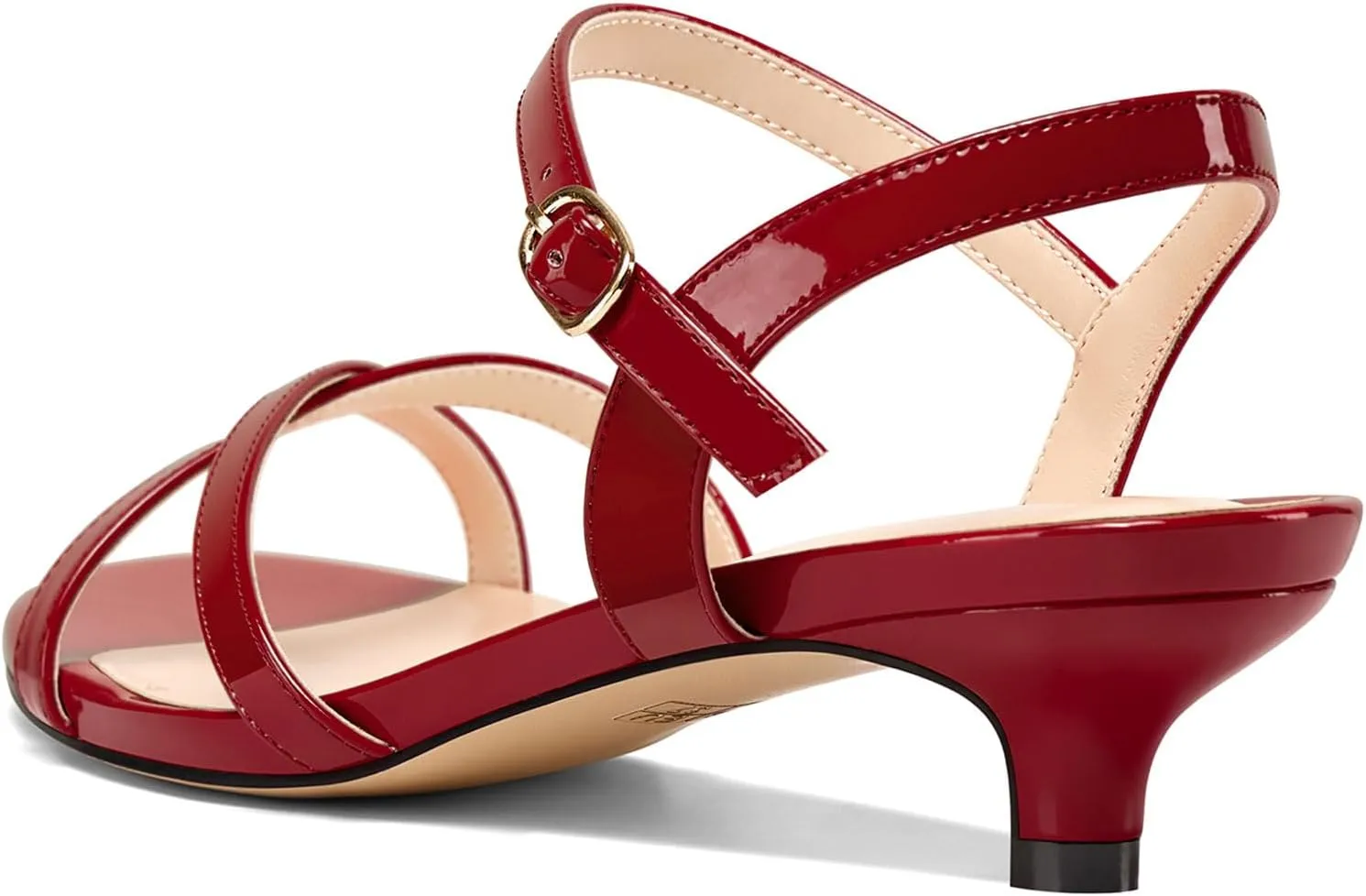 HEUIVZAR Womens Kitten Low Heel Open Toe Dress Ankle Cross-Strap Sandals Slingback Buckle Prom Casual Patent Leather Shoes 1.2 Inches Heels