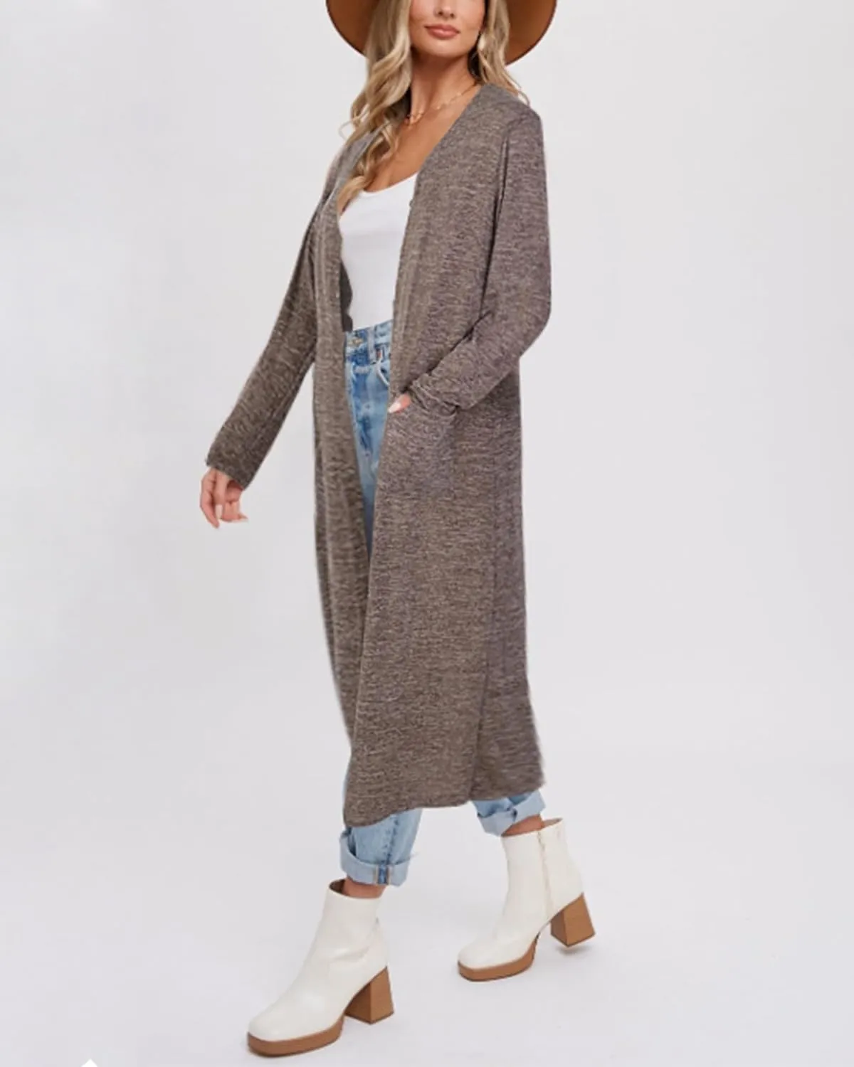 Hibluco Women's Lightweight Long Cardigans Button Down Cardigan with Pockets