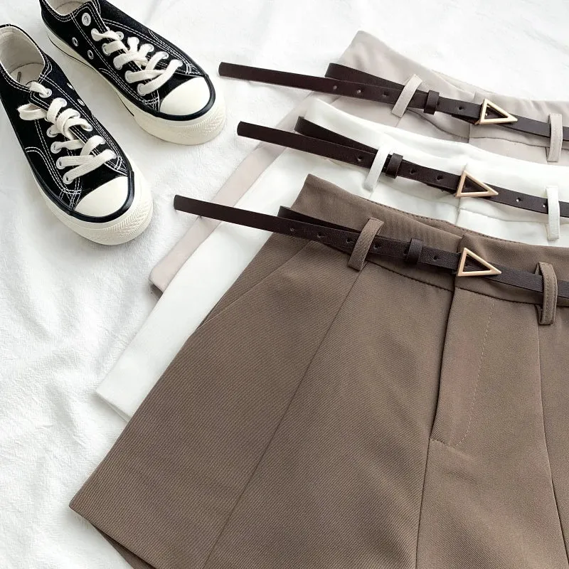 High Waist Belted A-Line Shorts for Women | Chic Summer Work Wear