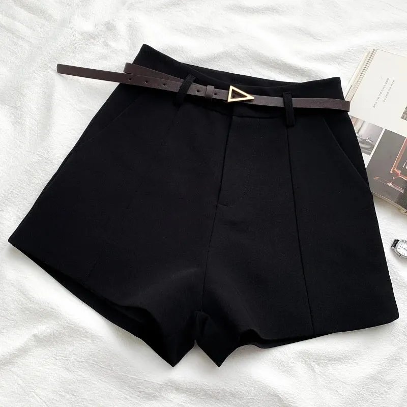 High Waist Belted A-Line Shorts for Women | Chic Summer Work Wear
