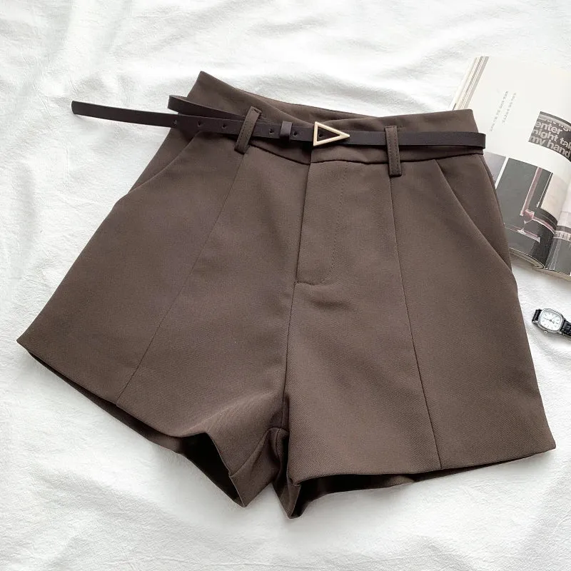 High Waist Belted A-Line Shorts for Women | Chic Summer Work Wear
