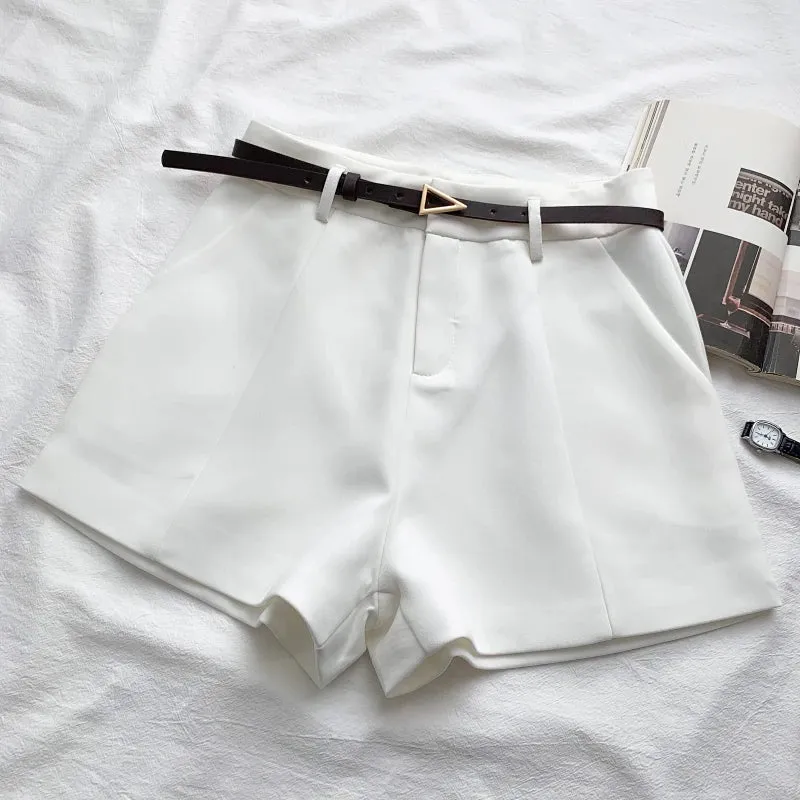 High Waist Belted A-Line Shorts for Women | Chic Summer Work Wear
