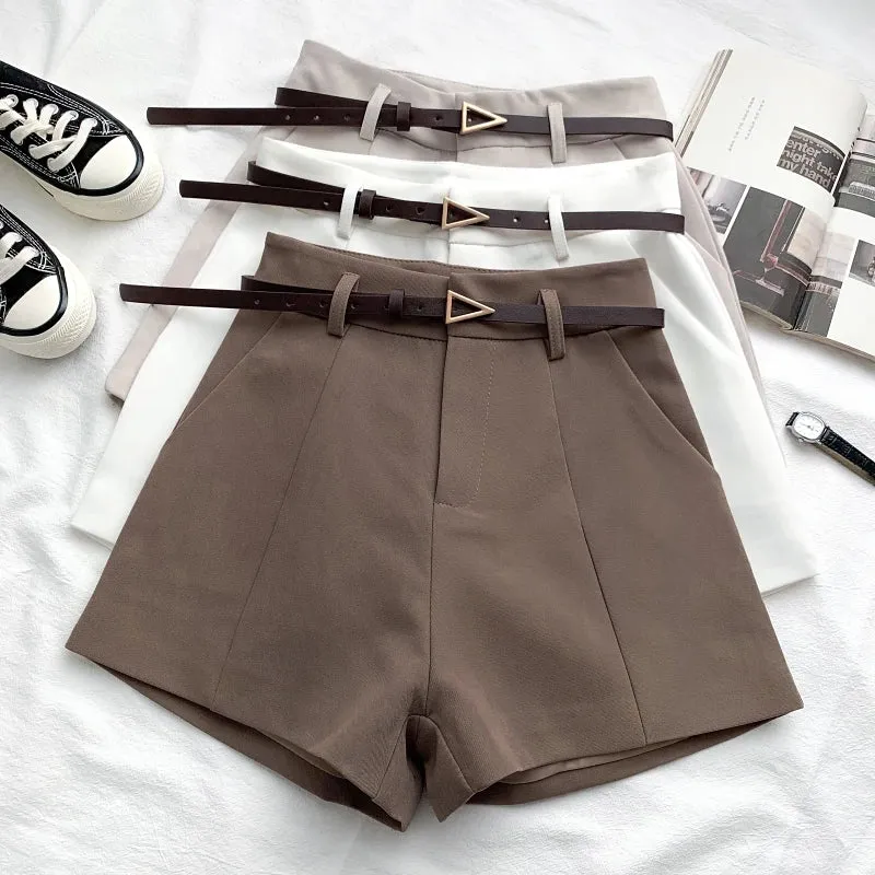High Waist Belted A-Line Shorts for Women | Chic Summer Work Wear