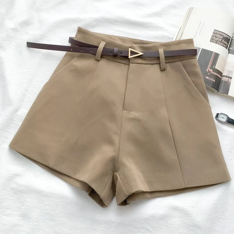 High Waist Belted A-Line Shorts for Women | Chic Summer Work Wear