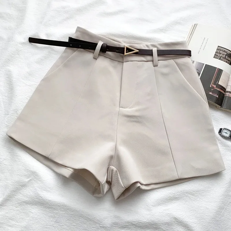 High Waist Belted A-Line Shorts for Women | Chic Summer Work Wear