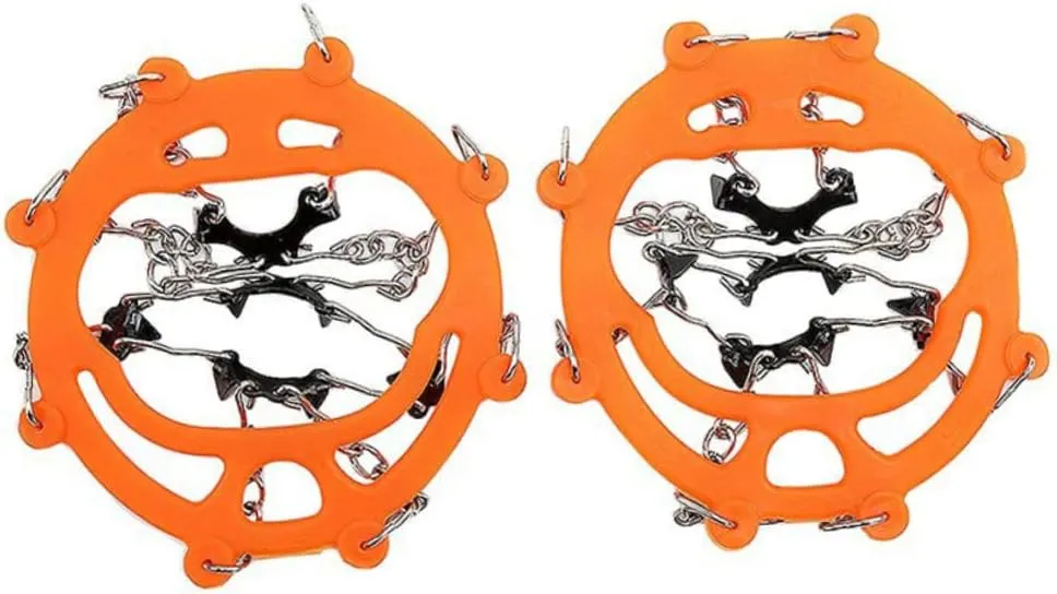 Homoyoyo Outdoor Teeth Slip Crampons for Shoes Durable Ice Grippers for Hiking Mountaineering Winter Adventures Lightweight Compact Design Yellow
