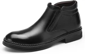 HOOENG Chelsea Boots for Men Crocodile Print Cowhide Leather Slip on Wearable Waterproof Non Slip Casual Classic (Color : Black, Size : 7.5)