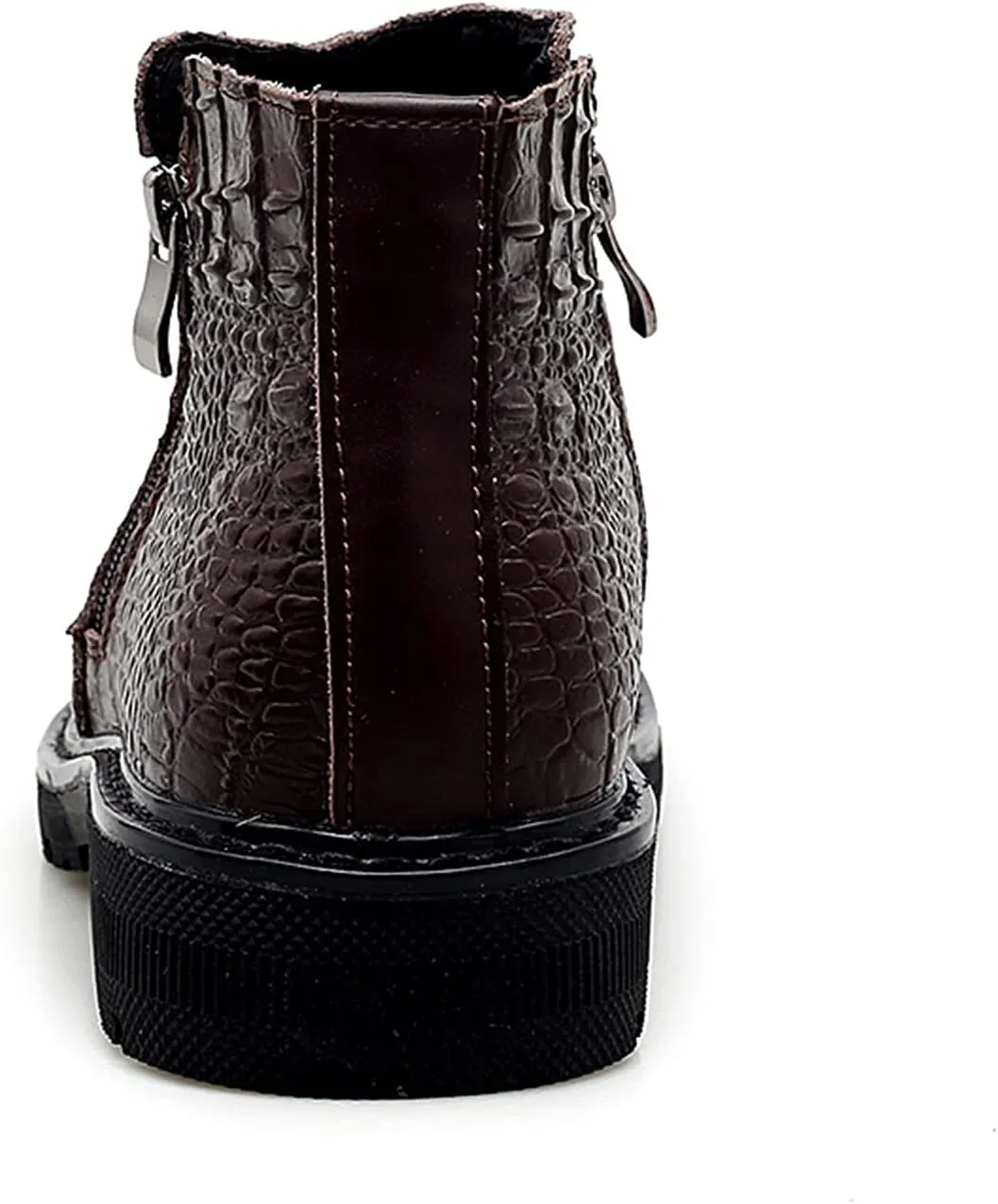 HOOENG Chelsea Boots for Men Double Side Zip Crocodile Print Cowhide Leather Non Slip on Anti-Slip Fashion