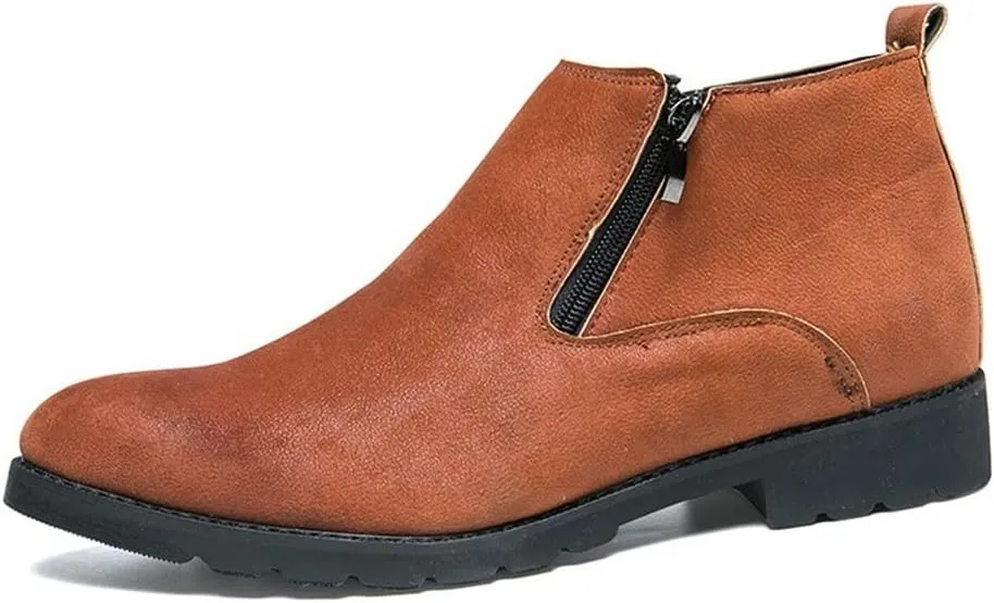 HOOENG Chelsea Boots for Men Elastic Bandage Side Zip Vegan Leather Wearable Waterproof Anti-Slip Casual Dress