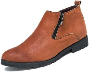 HOOENG Chelsea Boots for Men Elastic Bandage Side Zip Vegan Leather Wearable Waterproof Anti-Slip Casual Dress