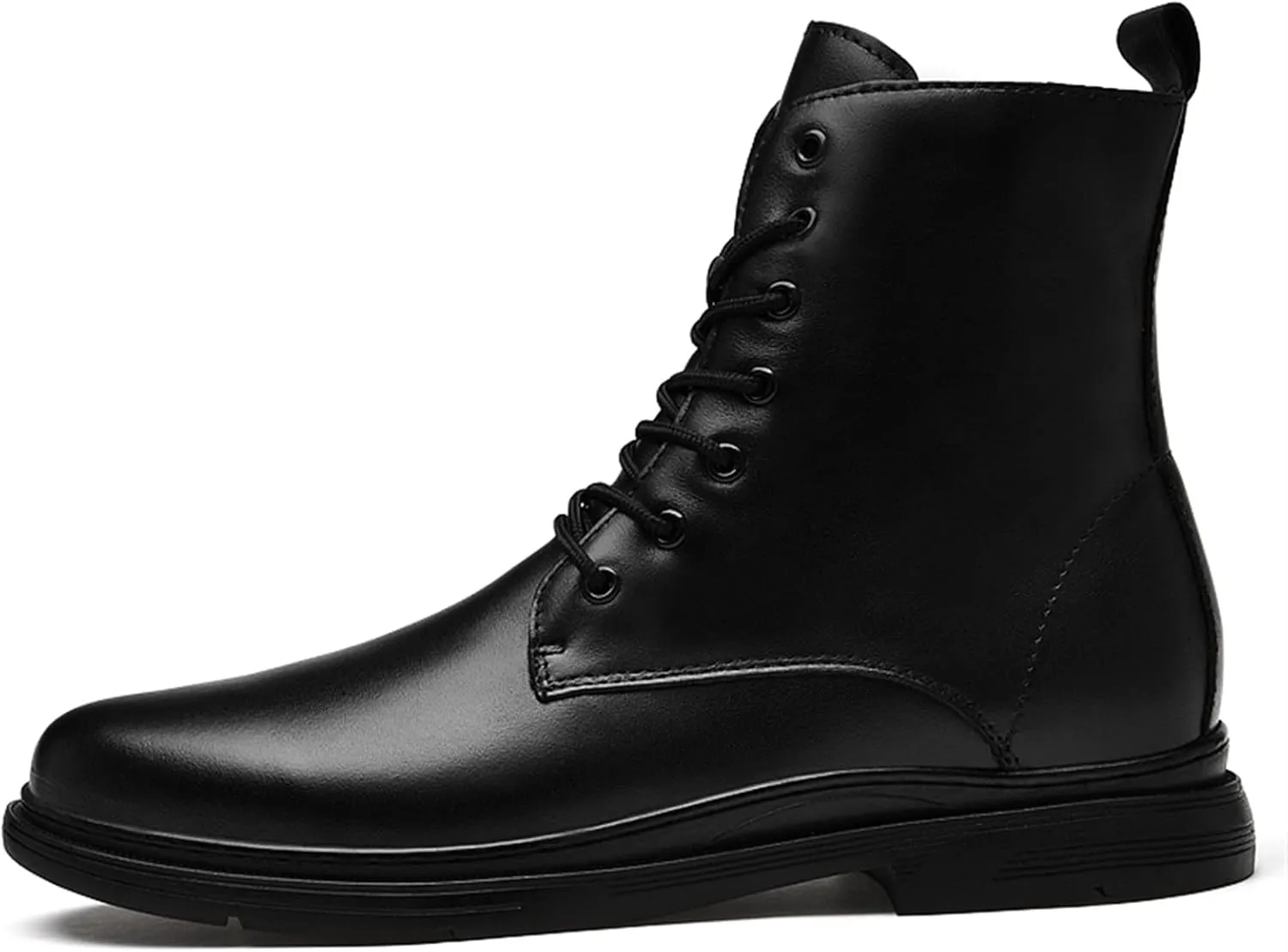 HOOENG Round Toe Lace Up Boots for Men Side Zip Lined Cowhide Leather Slip Resistant Waterproof Anti-Slip Stylish Classic (Color : Black Lined, Size : 10)