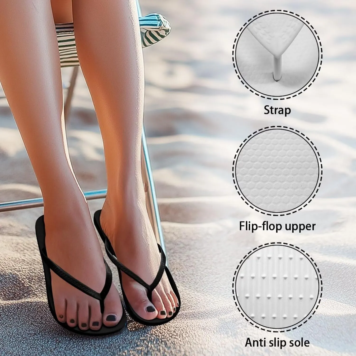 Howilath Hawaiian Style Print Flip Flops for Women Non-Slip Beach Slippers Casual Flats Thong Sandals for Indoor Outdoor