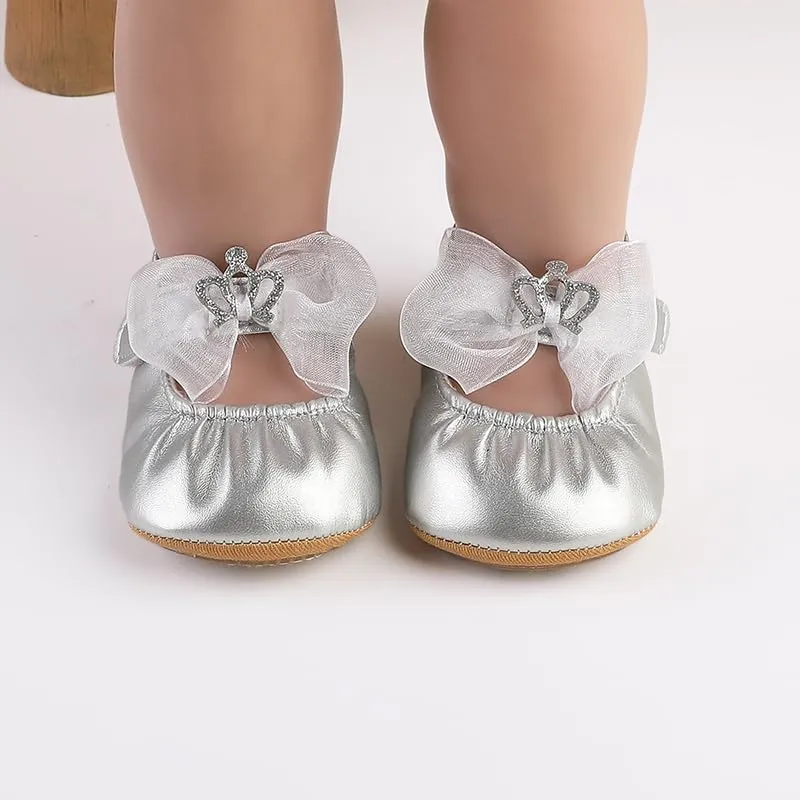 HsdsBebe Infant Baby Girls Mary Jane Flats Bow Non-Slip Soft Sole Princess Toddler First Walkers Sneaker Wedding Dress Shoes