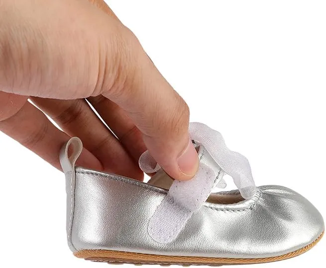 HsdsBebe Infant Baby Girls Mary Jane Flats Bow Non-Slip Soft Sole Princess Toddler First Walkers Sneaker Wedding Dress Shoes