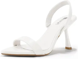 IDIFU IN3 High Heels for Women Stiletto Open Pointed Toe Slingback Heeled Sandals Comfortable Sexy Cute Fashion Dress Shoes Bridal Bridesmaids Wedding Bride Prom Evening Graduation Party Summer Heels