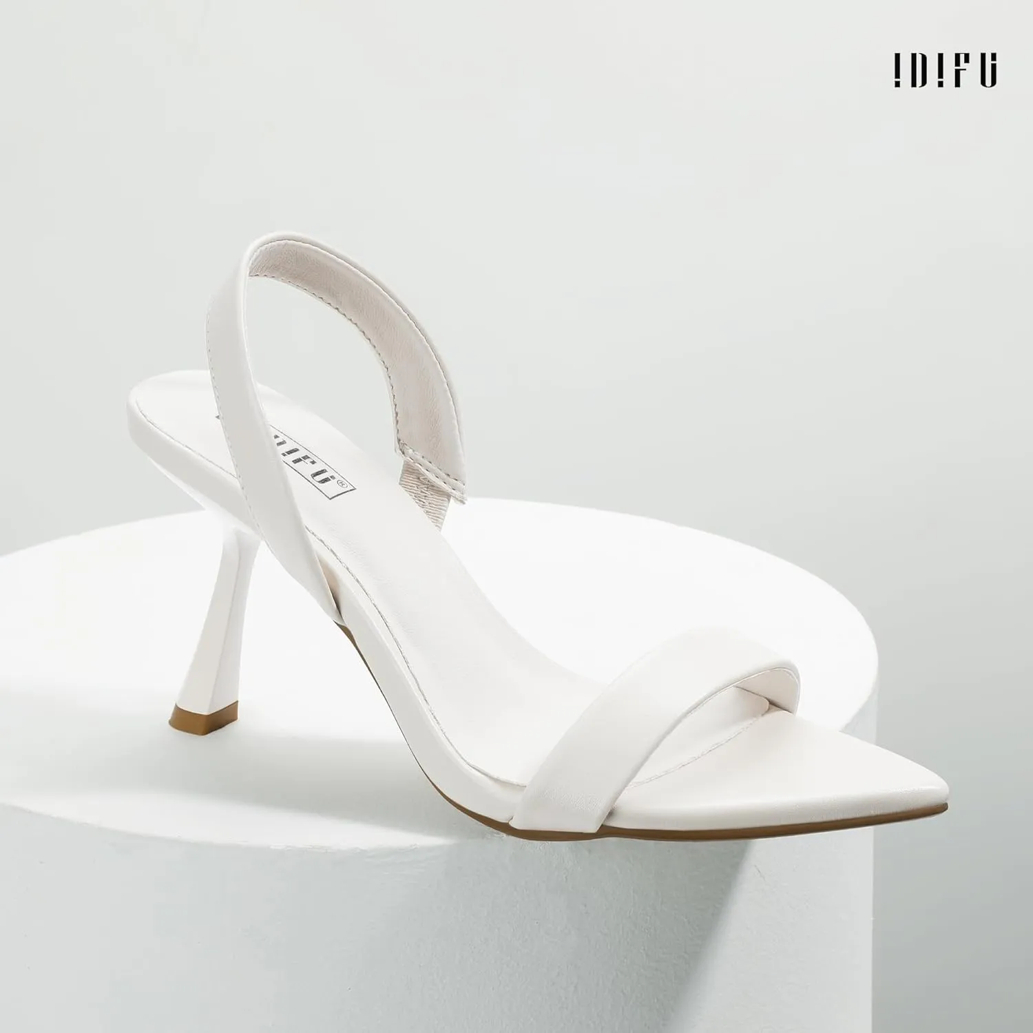 IDIFU IN3 High Heels for Women Stiletto Open Pointed Toe Slingback Heeled Sandals Comfortable Sexy Cute Fashion Dress Shoes Bridal Bridesmaids Wedding Bride Prom Evening Graduation Party Summer Heels
