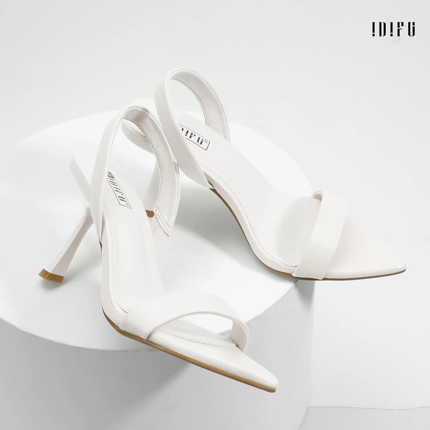 IDIFU IN3 High Heels for Women Stiletto Open Pointed Toe Slingback Heeled Sandals Comfortable Sexy Cute Fashion Dress Shoes Bridal Bridesmaids Wedding Bride Prom Evening Graduation Party Summer Heels