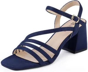 IDIFU IN3 Strappy Heels for Women Chunky Block Heels Square Toe Low Heels Wedding Prom Bride Bridal Party Dress Shoes for Women Comfortable Dressy Cute Trendy Heeled Sandals Short Thick Slingback Heels