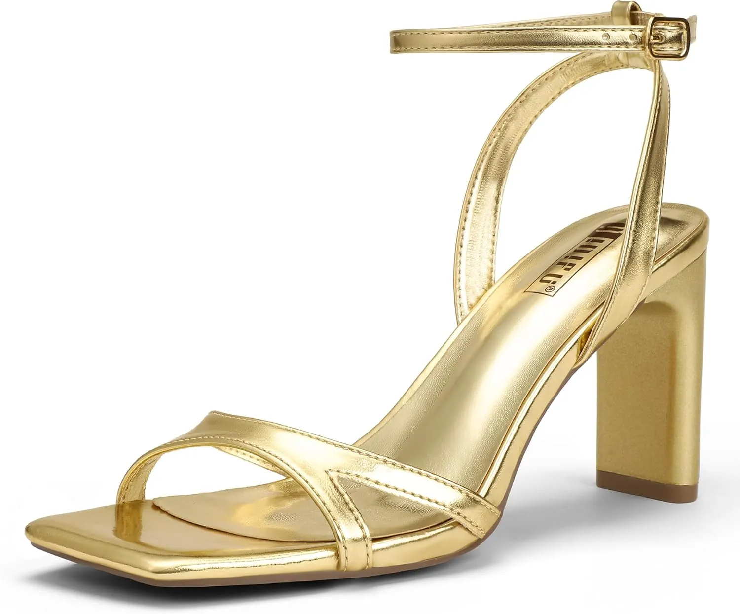 IDIFU IN3 Strappy Heels for Women Low Short Block Chunky Heeled Sandals Square Open Toe Cross Toe Straps Wedding Prom Graduation Dress Shoes Comfortable Cute Trendy Casual Ankle Strap Heels