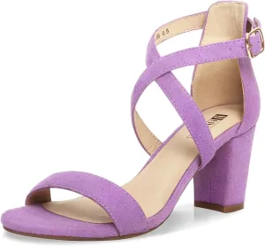 IDIFU Women's IN3 Grace Strappy Block Heels Sandals Comfy Open Toe Chunky Dress Wedding Shoes with Adjustable Cross Strap
