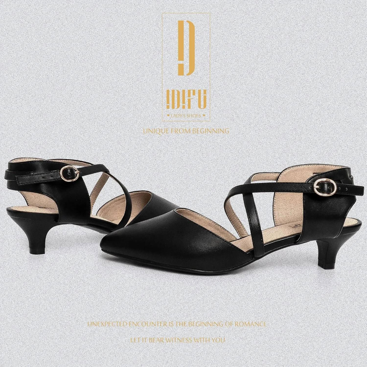 IDIFU Women's Sequins Wedding Kitten Small Heel Shoes Ankle Strap Bridal Bride Dance Dress Shoes - Silver Gold Black