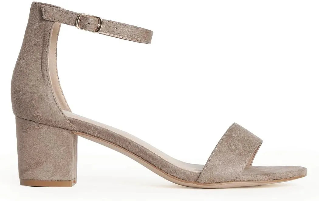 J. Adams Daisy Heeled Sandals - Ankle Strap Low Block, Open Toe Dress Pumps, Chunky Heels - Dressy Shoes for Women - Bridal, Wedding, Summer Sandals