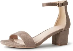J. Adams Daisy Heeled Sandals - Ankle Strap Low Block, Open Toe Dress Pumps, Chunky Heels - Dressy Shoes for Women - Bridal, Wedding, Summer Sandals