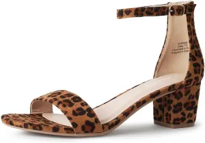 J. Adams Daisy Heeled Sandals - Ankle Strap Low Block, Open Toe Dress Pumps, Chunky Heels - Dressy Shoes for Women - Bridal, Wedding, Summer Sandals