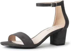 J. Adams Daisy Heeled Sandals - Ankle Strap Low Block, Open Toe Dress Pumps, Chunky Heels - Dressy Shoes for Women - Bridal, Wedding, Summer Sandals