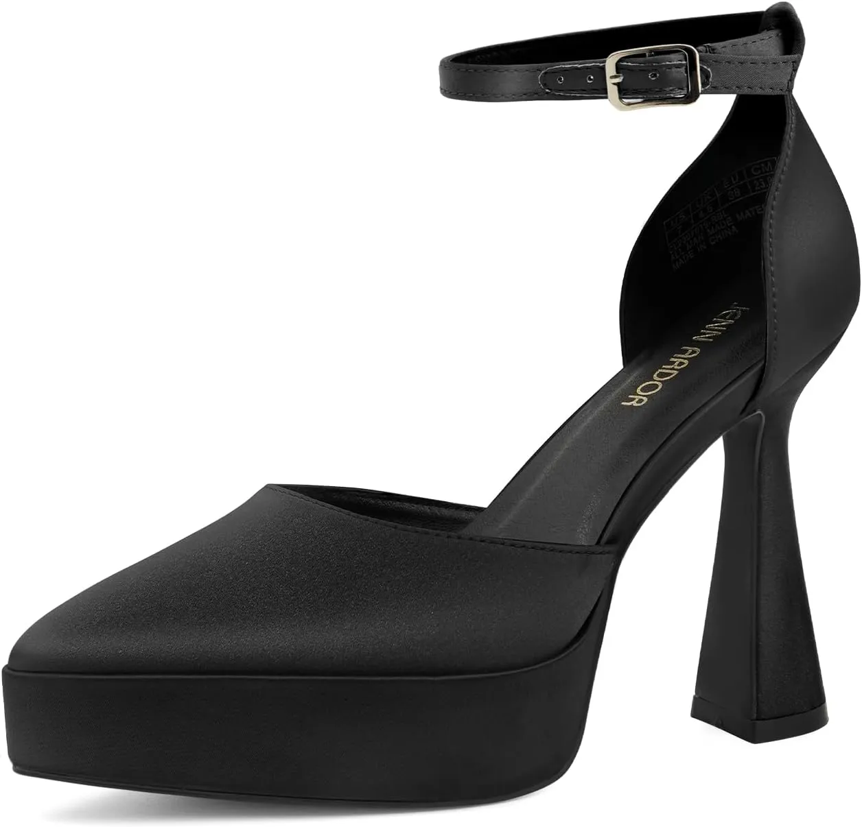 JENN ARDOR Womens High Heels Chunky Block Platform Pumps Pointed Closed Toe Ankle Strap Dressy Sandals for Women Comfortable Sexy Weddings Parties 4.5inch Shoes