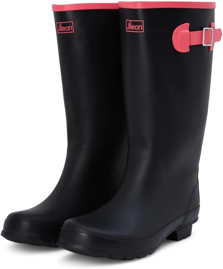Jileon Wide Fit Womens Rain Boots - Fit up to 18” Calves - Unique Design For Wide Feet, Ankles & Calves