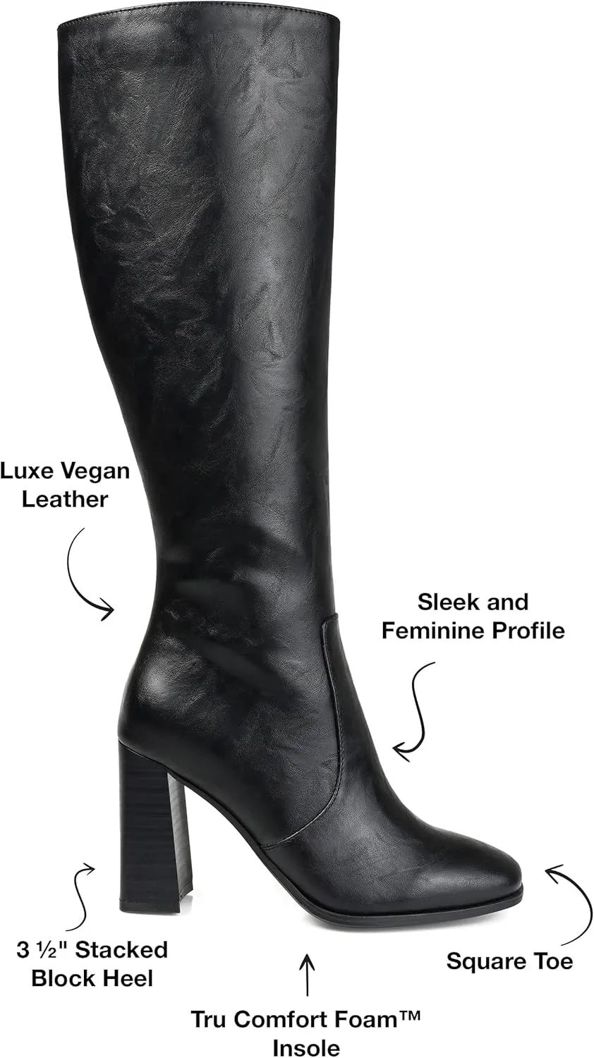 Journee Collection Womens Karima Faux Leather Square Toe Knee-High Boots