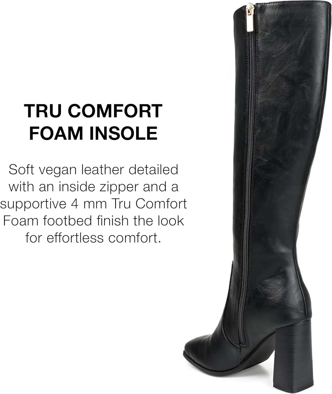 Journee Collection Womens Karima Faux Leather Square Toe Knee-High Boots