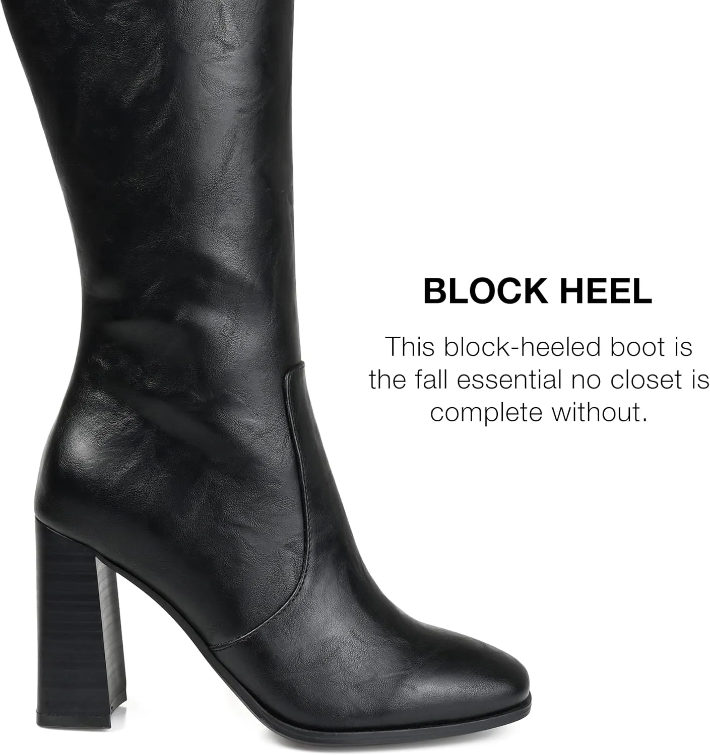Journee Collection Womens Karima Faux Leather Square Toe Knee-High Boots