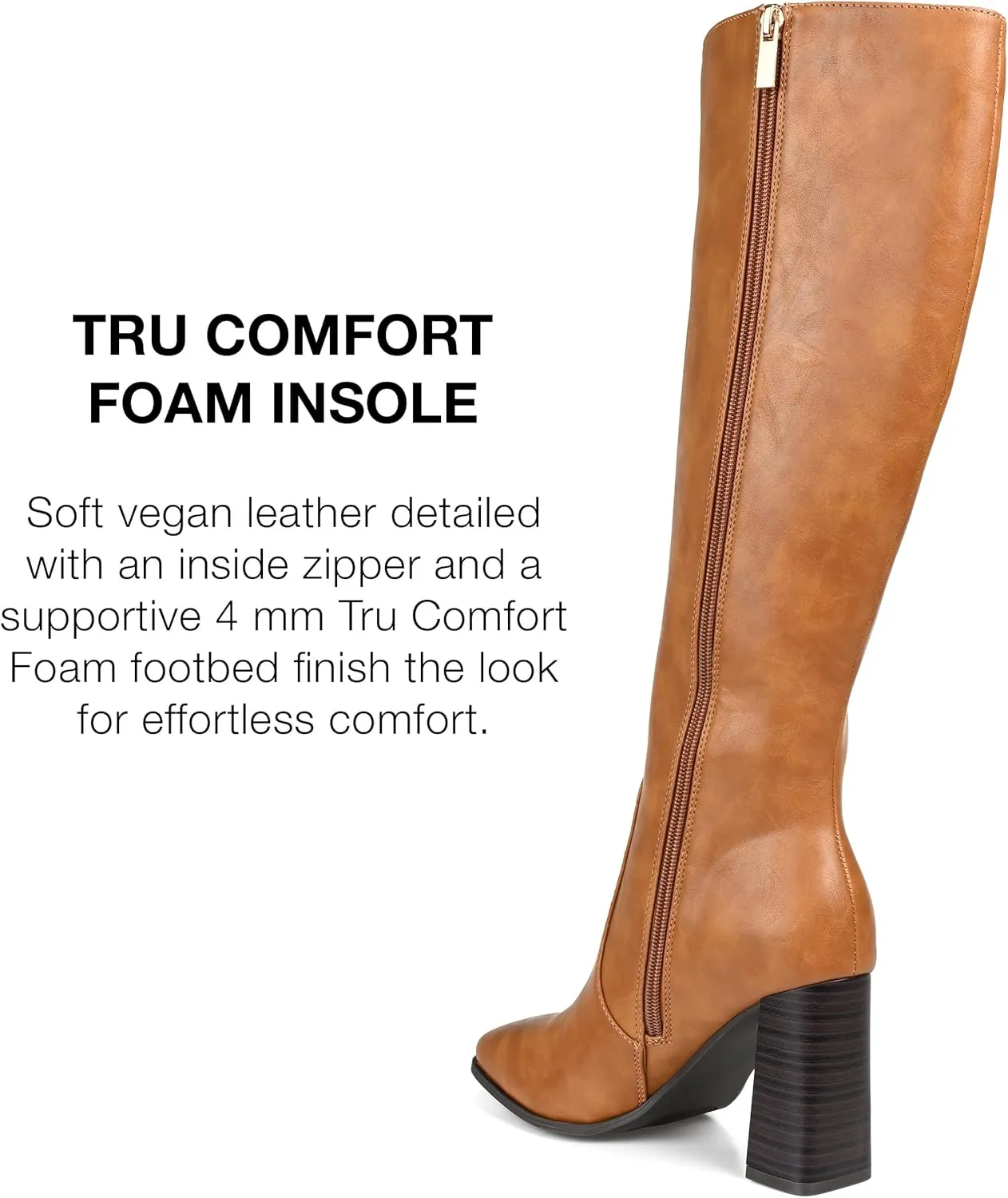 Journee Collection Womens Karima Faux Leather Square Toe Knee-High Boots