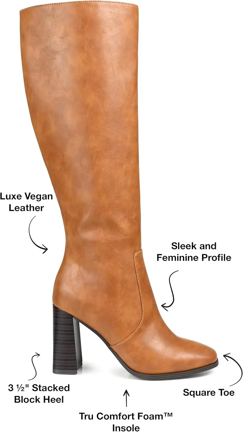 Journee Collection Womens Karima Faux Leather Square Toe Knee-High Boots