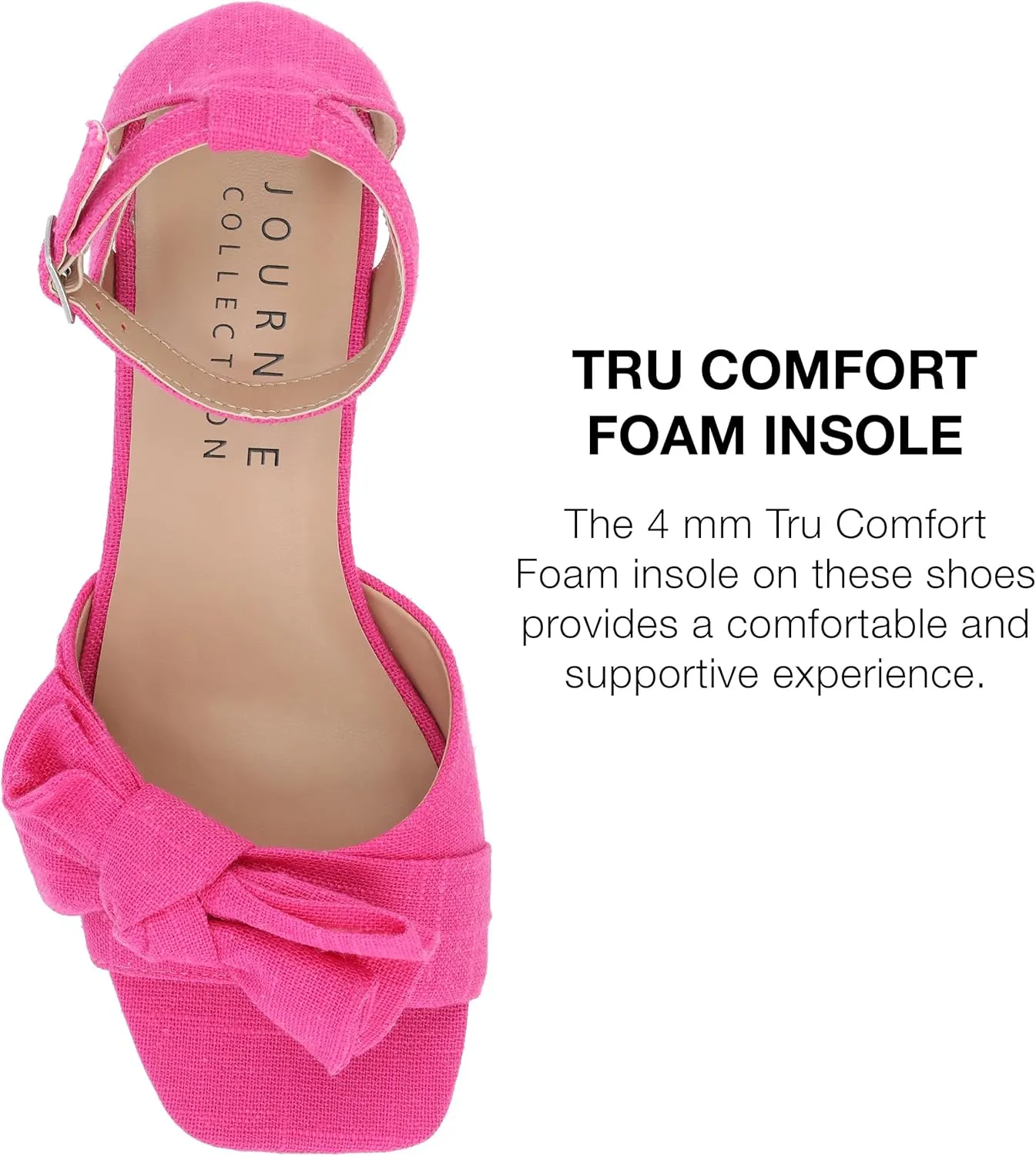 Journee Womens Linen Bow Knot Covered Block Heel Open Square Toe Buckle Ankle Zevi Comfort Foam Sandals
