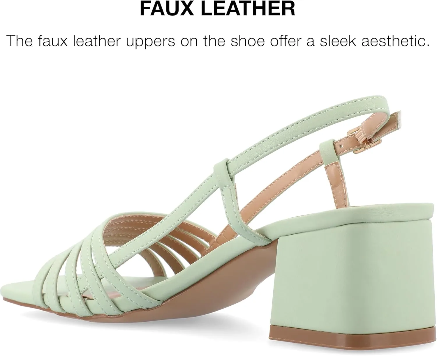 Journee Womens Strappy Buckle Sling Back Covered Block Heel Open Square Toe Shayana Comfort Foam Sandals