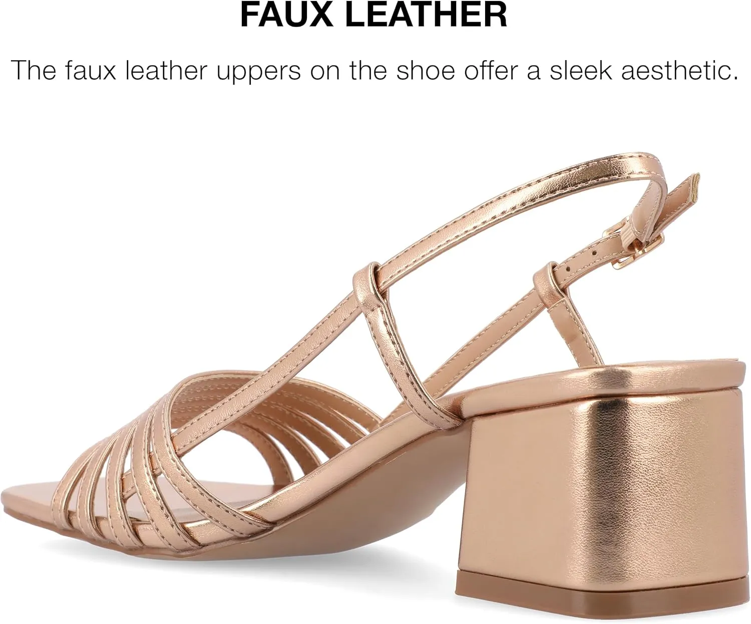Journee Womens Strappy Buckle Sling Back Covered Block Heel Open Square Toe Shayana Comfort Foam Sandals