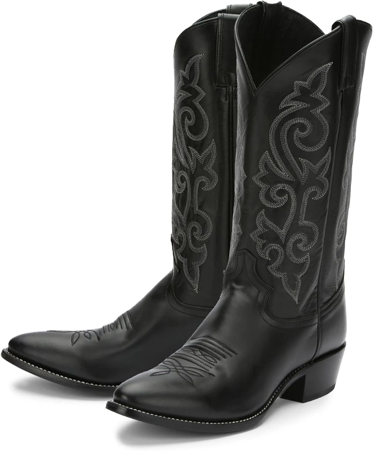 Justin Buck 13" Cowboy Boots for Men - Durable Premium Full-Grain Leather Round Toe Western Boots Build with Cushioned Insole & Full Welt Construction, Black - 11.5 D