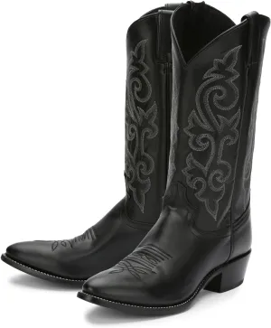Justin Buck 13" Cowboy Boots for Men - Durable Premium Full-Grain Leather Round Toe Western Boots Build with Cushioned Insole & Full Welt Construction, Black - 11.5 D